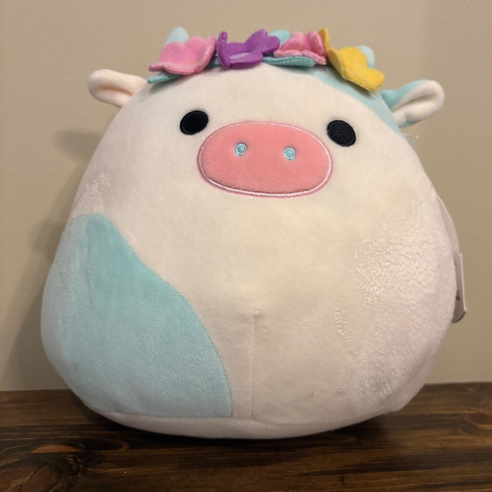 Squishmallows 8 Inch Belana the Cow with Flower Crown Plush Kellytoy S8-579-A